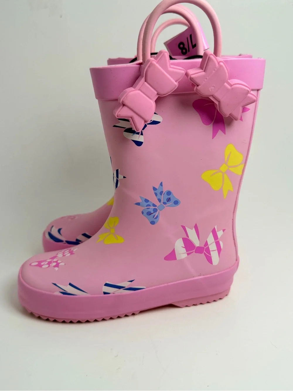 Toddler Waterproof Pink Bow-Accent Rain Boots